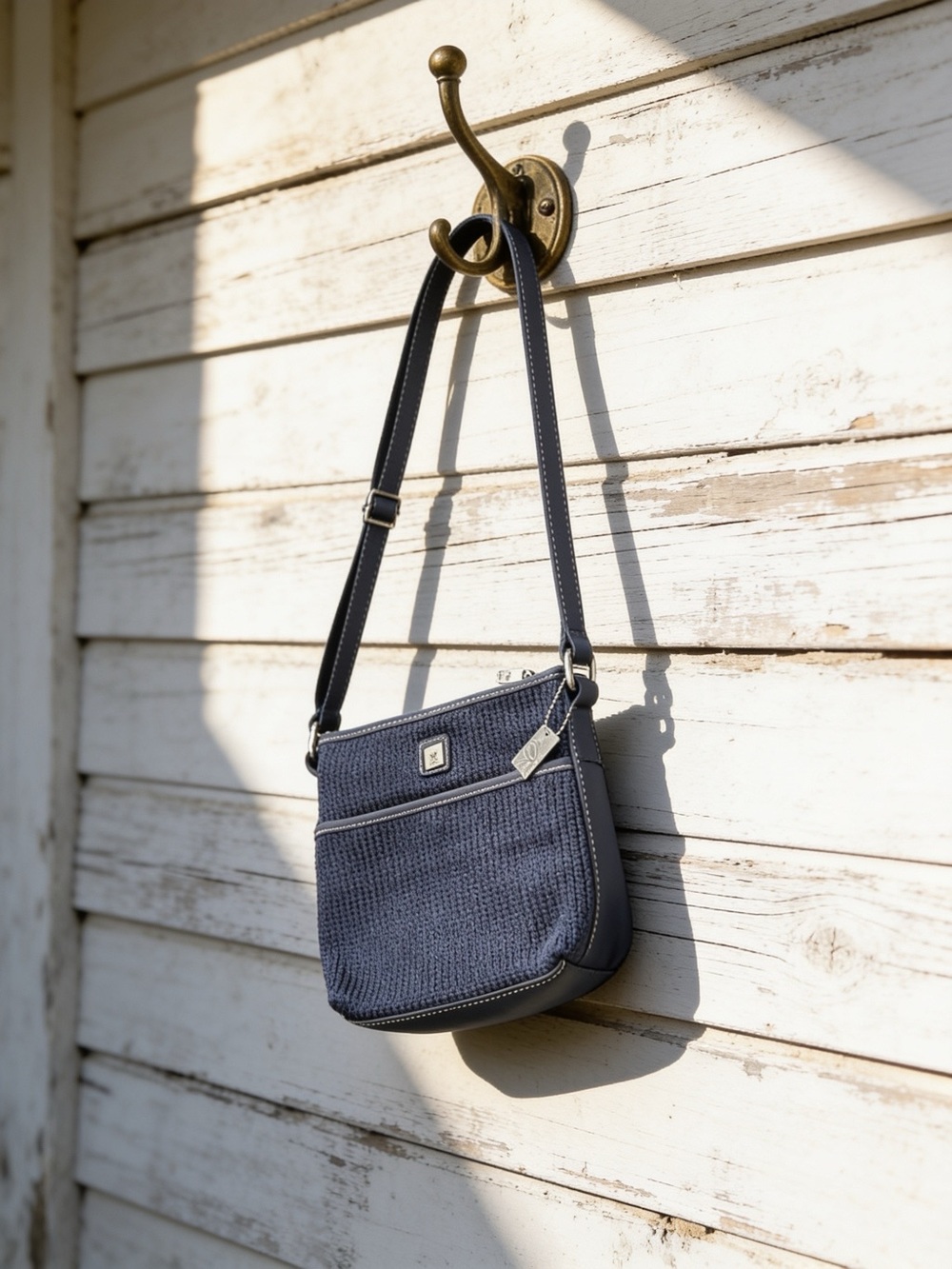 Lina Crocheted Classic Navy Crossbody Bag - EUC
